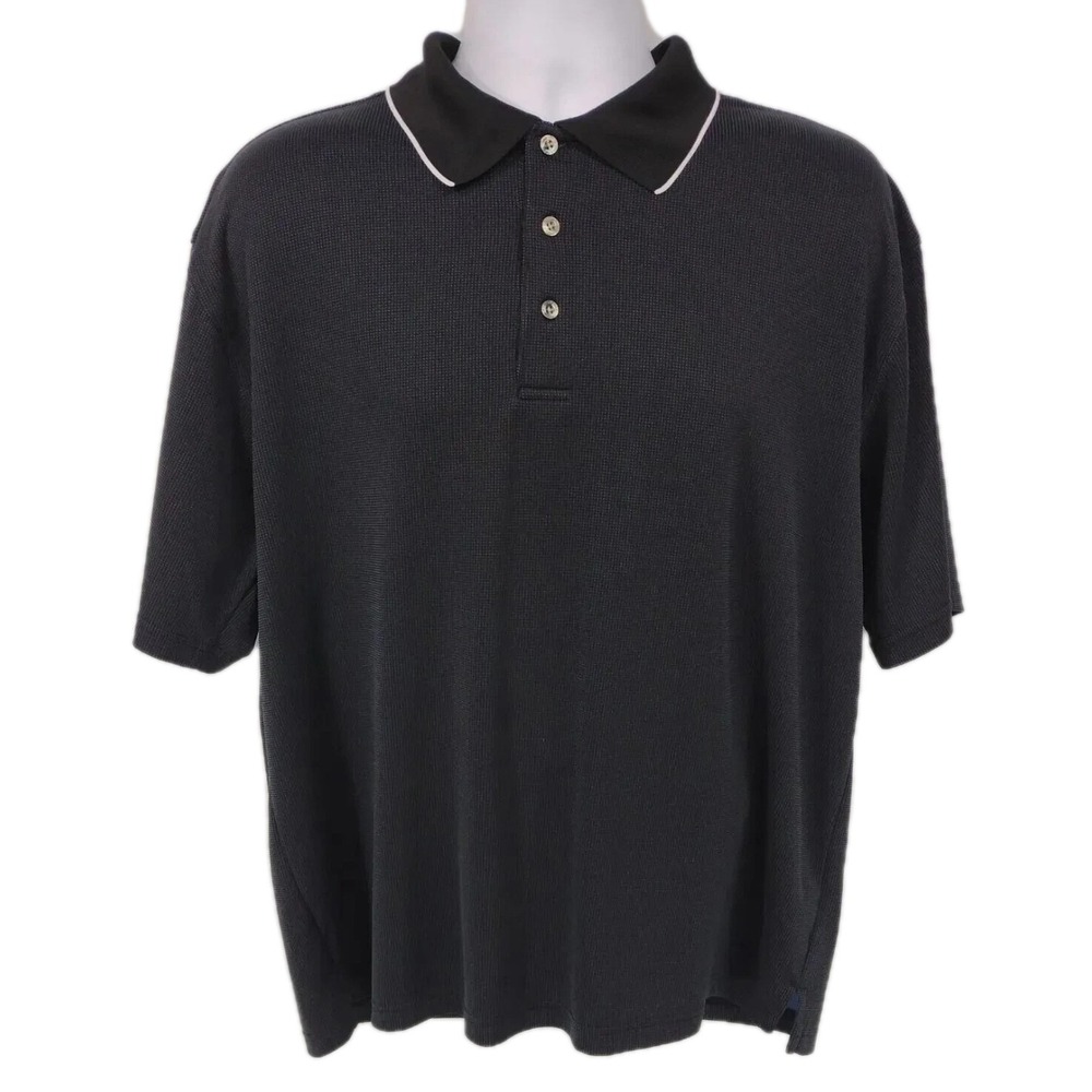 Grand Slam Golf Performance Mens XL Polo Shirt Black Textured Short Sleeve Dots